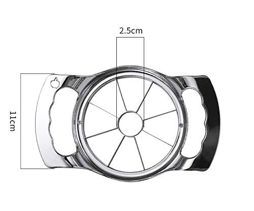 Apple Slicer - Cortador de manzanas extra grande de 8 hojas, ultra afilado para manzanas, fácil agarre, apto para lavavajillas (plata)