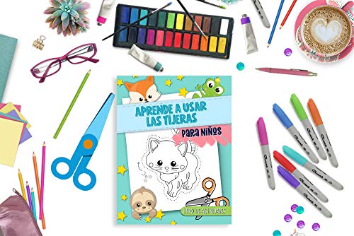 Aprende a usar las tijeras: Para niños: Libro de actividades: Un divertido cuaderno para que los más pequeños aprendan a recortar, pegar y colorear con bonitos dibujos de animales