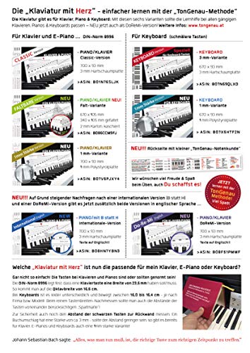 Aprende los juegos de piano con la plantilla de teclas con corazón; notas musicales, nombres de partituras, orientación de teclas, ayuda de aprendizaje para piano y piano. Versión con 1 mm de grosor.