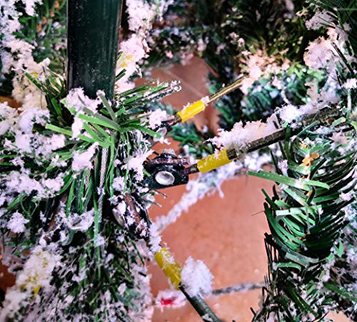 Árbol de Navidad Flocado con Copos de Nieve Abeto Artificial Nevado Automontable C/Soporte Metálico 120-210cm (180cm 878Tips, Flocado)