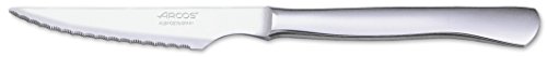 Arcos Cuchillos de Mesa - Juego de Cuchillos Chuleteros 6 Piezas (6 Cuchillos) - Monoblock de una Pieza de Acero Inoxidable 110 mm - Color Plata