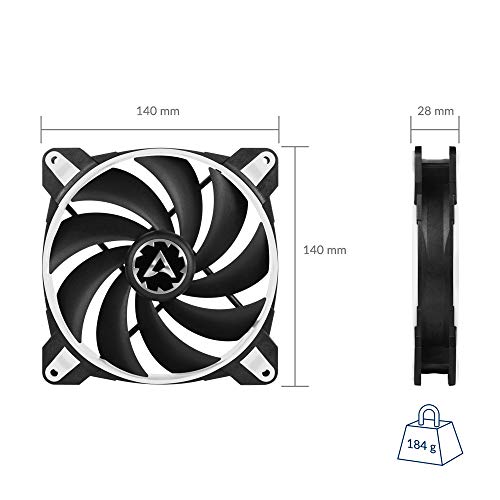 ARCTIC BioniX F140 – 140 mm Ventilador de Caja para CPU con PWM Sharing Technology (PST), Motor Trifásico Muy Silencioso, Computadora, 200-1800 RPM – Blanco