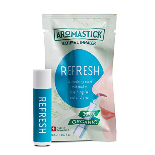 Aromastick Refresh - Mejora la respiración, haciéndola fresca y clara - Inhalador terapéutico natural - Aromaterapia - 100% aceites esenciales puros orgánicos, bio, Mentol, Eucalipto