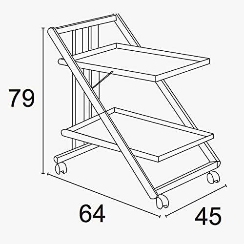 Arredamenti Italia Camarera para Bebidas SIMPATY, Madera - Plegable - 2 bandejas - Color: Blanco Ar-It il Cuore del Legno