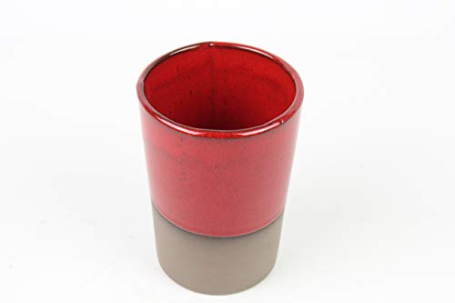 ARTESANIAROCA Vaso de Barro 500ml, con esmaltado de Colores Vulcano. Made in Spain. Medidas 9cm diámetro x 13cm Altura. Vaso Agua, Cerveza, cóctel. (Rojo)