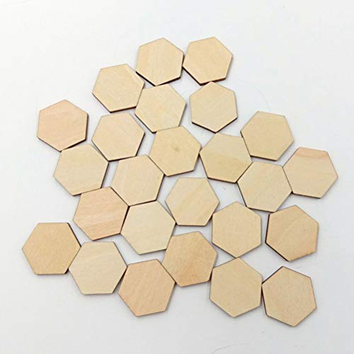 Artibetter 100 Piezas de Madera Hexagonal de Madera con Forma de Madera de Haya para proyectos de Arte de Bricolaje listos para Pintar o Decorar (25 mm)