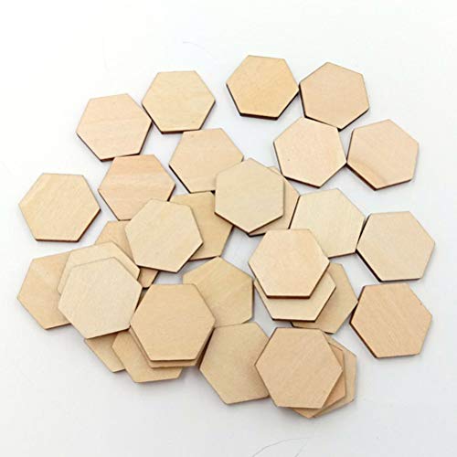 Artibetter 100 Piezas de Madera Hexagonal de Madera con Forma de Madera de Haya para proyectos de Arte de Bricolaje listos para Pintar o Decorar (25 mm)