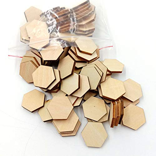 Artibetter 100 Piezas de Madera Hexagonal de Madera con Forma de Madera de Haya para proyectos de Arte de Bricolaje listos para Pintar o Decorar (25 mm)