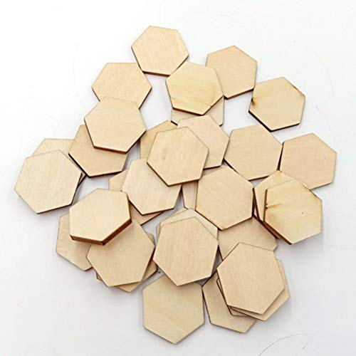 Artibetter 100 Piezas de Madera Hexagonal de Madera con Forma de Madera de Haya para proyectos de Arte de Bricolaje listos para Pintar o Decorar (25 mm)