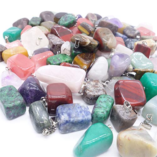 Artibetter Colgantes de Piedra de ágata de Cristal Natural de 20 Piezas de Cristales de Chakra para Hacer joyería de artesanía Bricolaje Mixta (Hebillas de Plata)