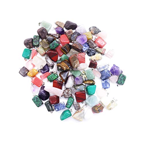 Artibetter Colgantes de Piedra de ágata de Cristal Natural de 20 Piezas de Cristales de Chakra para Hacer joyería de artesanía Bricolaje Mixta (Hebillas de Plata)