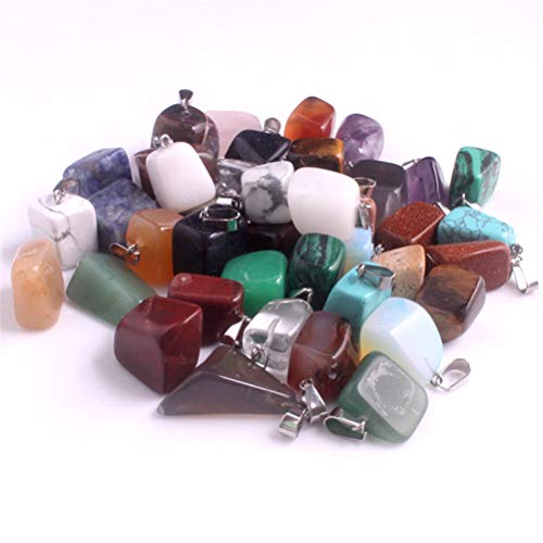 Artibetter Colgantes de Piedra de ágata de Cristal Natural de 20 Piezas de Cristales de Chakra para Hacer joyería de artesanía Bricolaje Mixta (Hebillas de Plata)