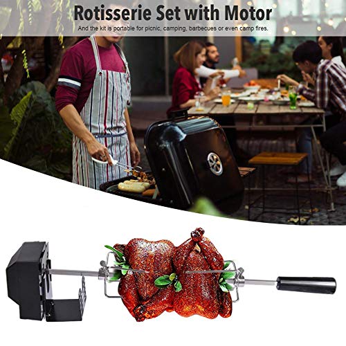 Asador de asador - Kit de asador de barbacoa de 4W - Asador automático de acero inoxidable para asar al aire libre Asador de asador de asador - Motor eléctrico Asador Varilla de espiga para fiesta