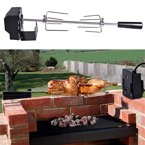 Asador de asador - Kit de asador de barbacoa de 4W - Asador automático de acero inoxidable para asar al aire libre Asador de asador de asador - Motor eléctrico Asador Varilla de espiga para fiesta