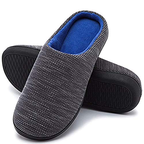 ASDF Zapatillas de los Hombres Memory Foam Winter House Slippers Velvet TPR Home Slippers Male Soft Designer Bedroom Shoes for Man Indoor Outdoor,A,46-47