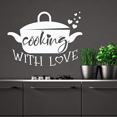 ASFGA Cocinar con Amor Tatuajes de Pared Puertas y Ventanas de Cocina Pegatinas de Vinilo Restaurante Interior Arte Letras Papel Pintado afición 57 x 78 cm