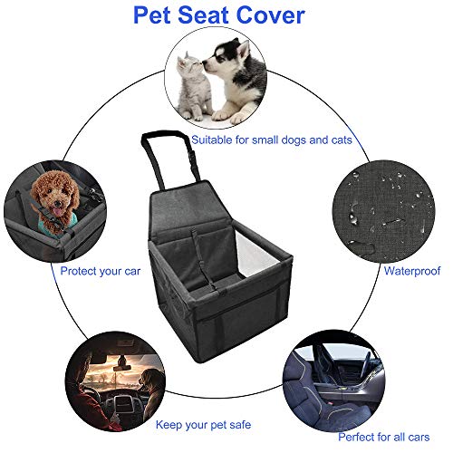 Asiento del Coche de Seguridad para Perro y Gato Cubierta de Asiento Impermeable de Automóvil para Mascota, Funda Protector de Coche Plegable para Mascota con Cinturón de Seguridad - Gris oscuro