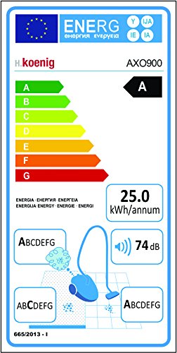 Aspiradora sin Bolsas Potente, Capacidad 2 L, Filtro HEPA, Clase Energética A, Tecnología Silenciosa 75 dB, AXO900_H.Koenig