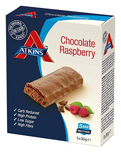 Atkins Barrita Advantage Chocolate & Raspberry Barritas - Paquete de 5 x 30 gr - Total: 150 gr