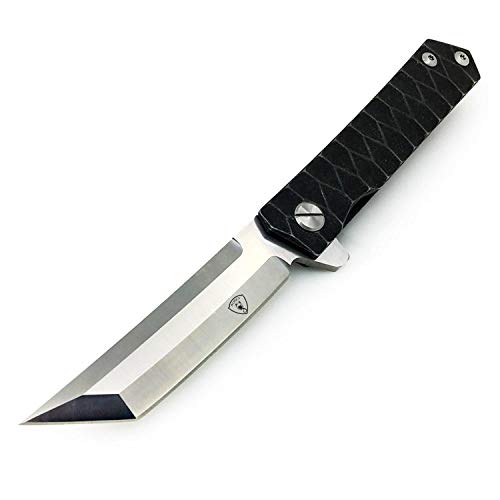 AUBEY Cuchillo Tanto, Cuchillo Bolsillo de Una Mano con Clip para Cinturón, Cuchillo Plegable Supervivencia al Aire Libre, Cuchillo de Pinball, Camping, D2 Cuchillo de Trabajo