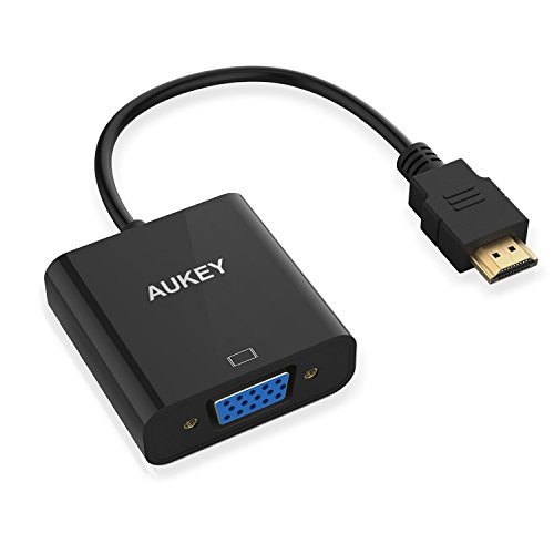 AUKEY Adaptador HDMI a VGA 1080P Convertidor de Vídeo para PC, TV, Ordenadores Portátiles y Otros Dispositivos HDMI - Negro (New)