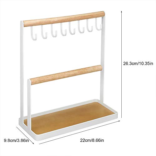 AUNMAS Organizador de joyería de 2 Niveles Pulsera de sobremesa de Madera de Hierro de Hierro Moderno Collar Display Rack de árbol con Bandeja para el hogar