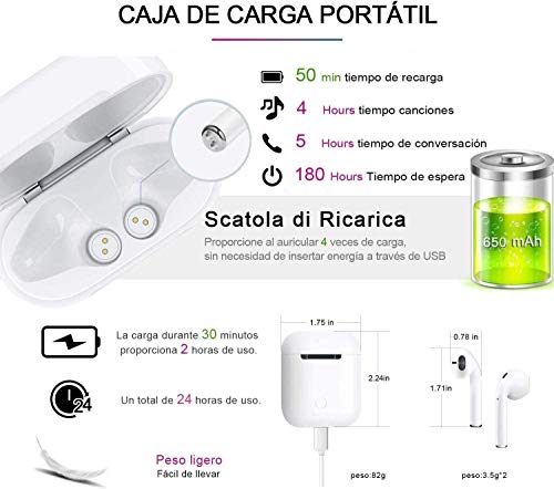 Auriculares Bluetooth,Auriculares inalámbricos Bluetooth5.0 In-Ear Mini Auriculares Auriculares,emparejamiento automático emergente,para Auriculares iPhone/Android/Huawei Airpods Samsung