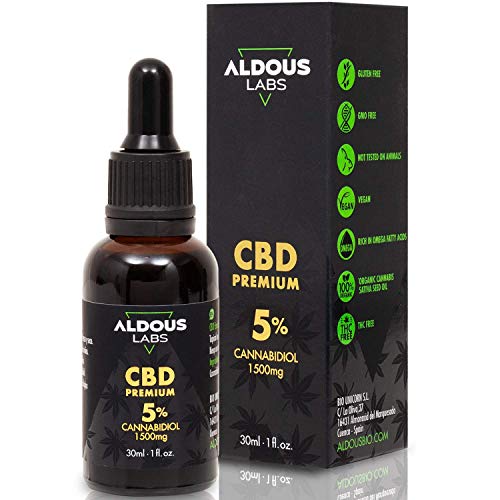 Auténtico CBD Oil 5% | Aceite de Cáñamo Bio enriquecido con 5% CBD | 30ml - 1200 gotas Aceite CBD Premium | Ayuda a reducir estrés, ansiedad y dolor | Hemp Oil con 1500mg de Cannabidiol | 0% THC