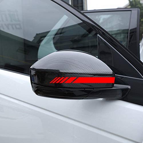 Autodomy Pegatinas Espejo Retrovisor Coche con Diseño de Franjas Rayas Pack de 6 Unidades con Diferentes anchuras para Coche (Rojo)