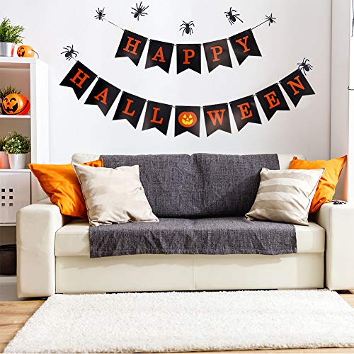 AUXSOUL 2 Piezas de Pancarta Halloween Banner Halloween Guirnalda Halloween Empavesados de Calabaza Bruja para Decoraciones de Halloween