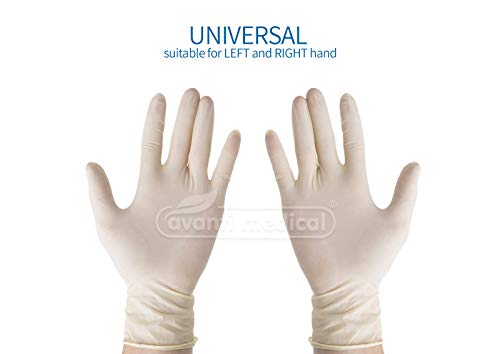 Avanti - Guantes Desechables Latex 100 Unedades | Guantes Quirurgicos | Guantes Latex Sin Polvo Para Exámenes, Limpieza, Trabajo| Talla S | Adultos y Niños. Apto Para Ambas Manos