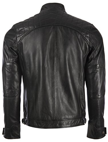 Aviatrix Chaqueta Biker De Cuero Autentica para Hombre con Diseno De Hombros De Diamante (44T9)