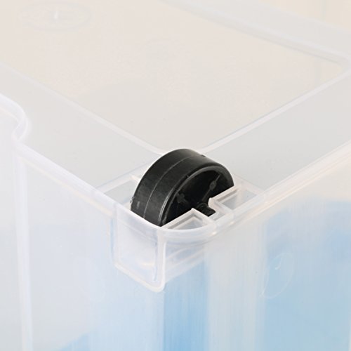 axentia Caja de almacenamiento con tapa y ruedas – capacidad 80 L – 60/40/44,5 cm - Cajonera plegable, Casilla Box de plástico para ropa, juguetes y otros accesorios