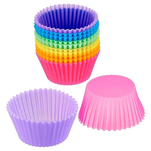 AZHUI 12 Piezas Reutilizables de Silicona Muffin Copas Pastel de moldes for Muffins, Magdalena con bicarbonato de moldes de Cocina de Cocina Utensilios for Hornear Herramientas de Bricolaje de azúcar