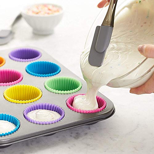 AZHUI 12 Piezas Reutilizables de Silicona Muffin Copas Pastel de moldes for Muffins, Magdalena con bicarbonato de moldes de Cocina de Cocina Utensilios for Hornear Herramientas de Bricolaje de azúcar