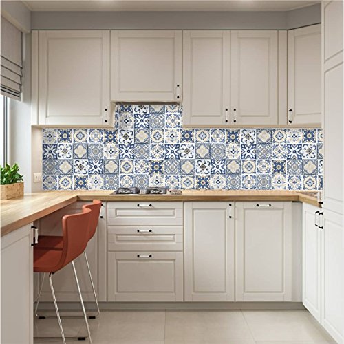 Azulejos Adhesivos con Relieve. Pack de 8 Unidades. Medida Exclusiva en Amazon. Tambien se Puede Utilizar como cenefas para Cocina