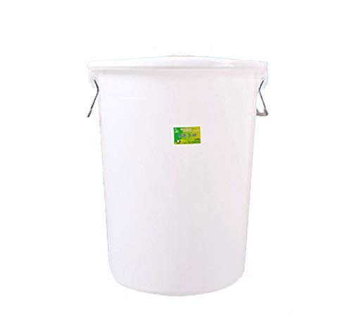 B-fengliu Cubo de Basura, Circular Grande del envase de plástico secador de Tambor Espesado Cubierto de Gran Capacidad práctica 40-60L (Color : White, Size : 60L)