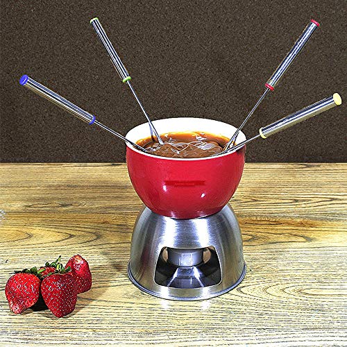 Baanuse 6 Piezas Tenedores de Fondue, con Mango Resistente a Calor, Acero Inoxidabler, para Fondue de Queso Chocolate Malvaviscos Carne Asado, 24cm