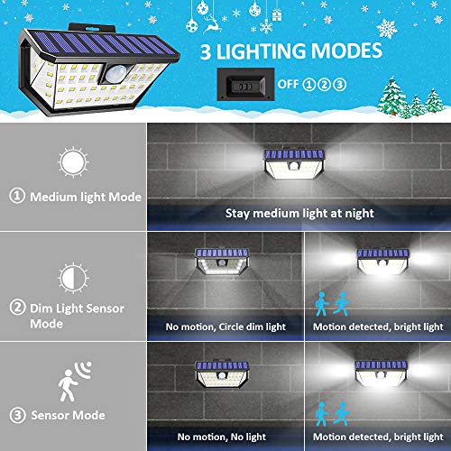 Babacom Luz Solar Exterior con Sensor de Movimiento, 48 Leds Foco Solar Exterior [2-Paquete], Luces Solares Impermeable Inalámbrico con Gran Ángulo 270º de Iluminación y 3 Modos para Jardin Yarda