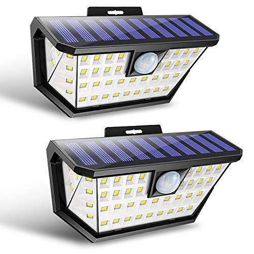 Babacom Luz Solar Exterior con Sensor de Movimiento, 48 Leds Foco Solar Exterior [2-Paquete], Luces Solares Impermeable Inalámbrico con Gran Ángulo 270º de Iluminación y 3 Modos para Jardin Yarda