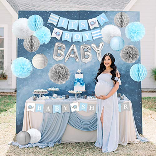 Baby Shower Decoraciones para el niño"Es un niño" Baby Shower con"OH BEBÉ" Papel de carta Globo Bebé Azul Bunting y papel de seda