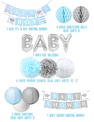 Baby Shower Decoraciones para el niño"Es un niño" Baby Shower con"OH BEBÉ" Papel de carta Globo Bebé Azul Bunting y papel de seda