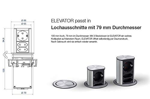 Bachmann 928.002 Elevator CEE7/3, Negro, Plata