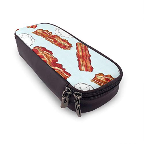 Bacon and Huevos Food Fashion Cute Retro Student Pen Estuche monedero monedero bolsa cosmética maquillaje bolsa de viaje multifunción organizador de almacenamiento