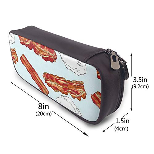 Bacon and Huevos Food Fashion Cute Retro Student Pen Estuche monedero monedero bolsa cosmética maquillaje bolsa de viaje multifunción organizador de almacenamiento