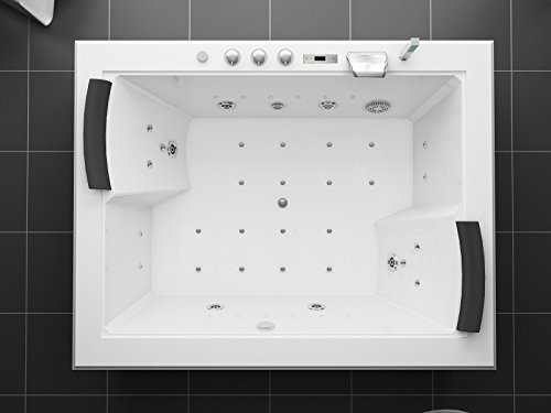 Bagno Italia Bañera de Hidromasaje 180x141x74 cm, Calentador y Sistema Completo de ozonoterapia (Opcional), con 32 chorros.