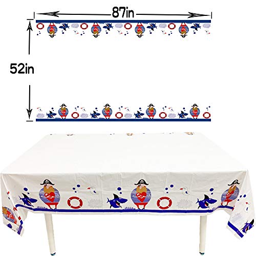 BAIBEI 32 Piezas Pirata para Fiestas, Set de Fiesta Kids Birthday Pirate, Pirata Artículos Fiesta Niño Incluye Platos, Cubiertos, Servilletas, Mantel, Tenedores y Cuchilos, 6 Personas