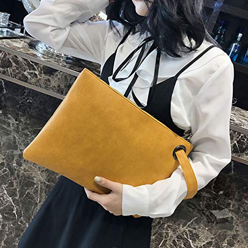 BAIGIO Carteras de Mano Fiesta de PU Cuero para Mujer Elegante Suave Bolsos de Mano de Teléfono con Asa Cremallera, Grande Clutch Moda Monederos de Boda Noche (Amarillo)