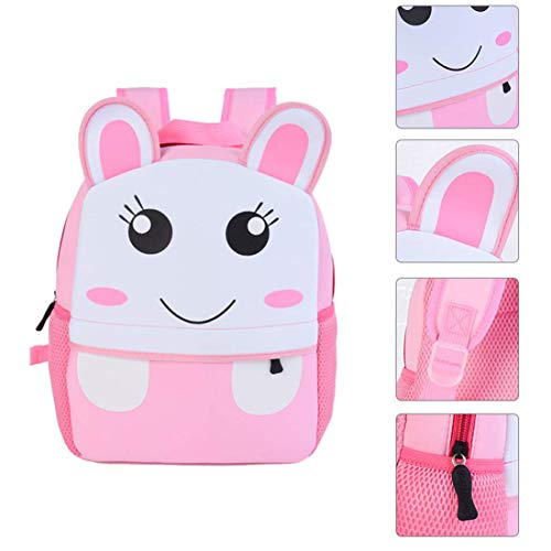 BAIGIO Mochila Infantil Kindergarten,Pequeñas Mochilas Bolsas Escolares de Dibujos Animados Animales para Niñas Primaria Linda Bolso Bebe Guarderia Preescolar para 2-7 Años (Conejo, 21 * 8 * 26cm)