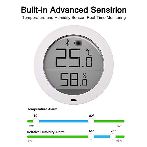 Bainuojia Termómetro Higrómetro para Xiaomi Mijia Termómetro Higrómetro Bluetooth con Sensor Exterior Pantalla LCD Adhesivo Magnético